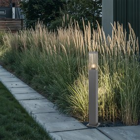 Candeeiro de poste exterior moderno cinzento escuro com fumo 80 cm - Malios