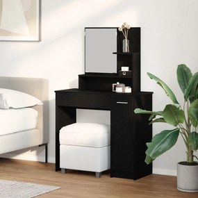 Mesa de Maquilhagem em Carvalho Preto com Espelho - 86,5 x 35 x 136 cm
