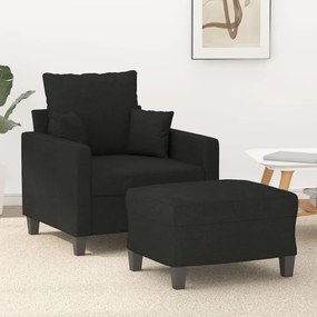 vidaXL Poltrona com apoio de pés 60 cm tecido preto