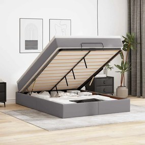 Estrutura de cama otomana com colchão 140x190 cm cinzenta