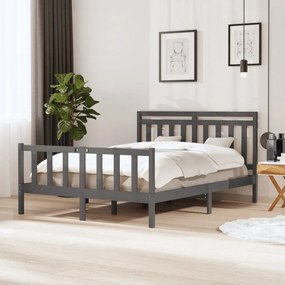 vidaXL Estrutura de cama king 150x200 cm madeira maciça cinzento
