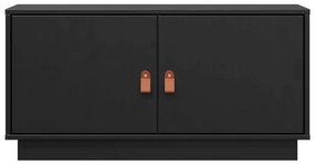 Móvel de TV 80x34x40 cm madeira de pinho maciça preto