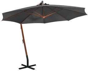 vidaXL Guarda-sol de jardim suspenso com poste abeto maciço antracite