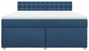 Cama com molas/colchão 180x200 cm tecido azul