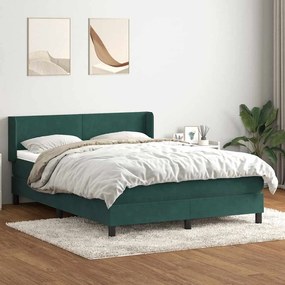 vidaXL Box Cama primavera com Colchão Verde Escuro 140x210 cm Veludo