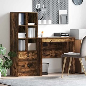vidaXL Mesa com Armazenamento 2 pcs Carvalho Defumado 80 x 50 x 76 cm