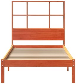 Cama com estante sem colchão 90x200cm pinho maciço castanho-mel