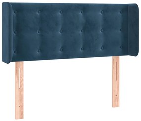 Cabeceira de cama c/ luzes LED veludo 83x16x78/88cm azul-escuro