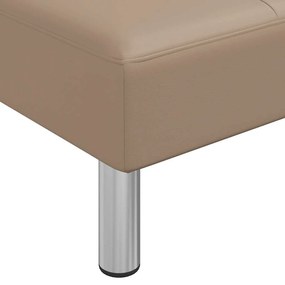 Sofá-cama em forma de L 255x140x70 cm couro artif. cappuccino