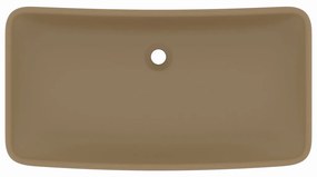 Lavatório luxuoso retangular 71x38 cm cerâmica creme mate