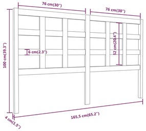 Cabeceira de cama 165,5x4x100 cm pinho maciço cinzento