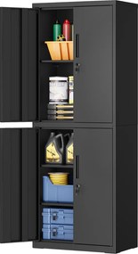 Armário para arquivos escritorio, armário de arrumação, 40 x 60 x 180 cm Preto