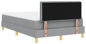 Cama Box com Colchão e LED Cinza Claro 120x200 cm Tecido