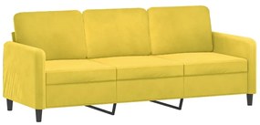 3 pcs conjunto de sofás veludo amarelo