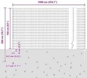 Cerca Euro com 10 Postes Cinza 1,6x10 m Aço