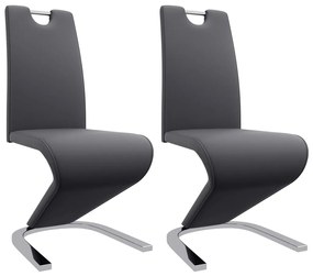 vidaXL Cadeiras de jantar ziguezague 2 pcs couro artificial cinzento