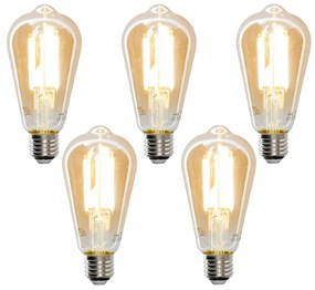 Conjunto de 5 Smart E27 regulável em lâmpada LED Kelvin ST64 goldline 7W 700 lm 1800-4000K