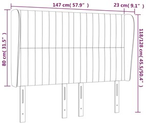 Cabeceira cama c/ abas veludo 147x23x118/128 cm cinzento-escuro