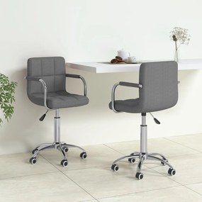 vidaXL Cadeiras de jantar giratórias 2 pcs tecido cinzento-claro