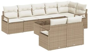 Conjunto de Sofá de Jardim de 9 Peças com Almofadas em Rattan Sintétic