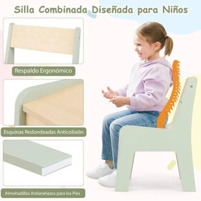 Conjunto de mesa e cadeira para crianças de actividades em madeira para crianças com tampo de mesa amovível 2 em 1 Verde