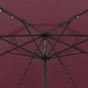 Guarda-sol de jardim com luzes LED 400 cm bordô