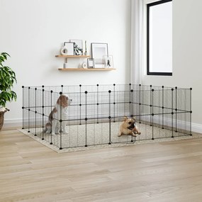 vidaXL Gaiola p/ animais de 44 painéis c/ porta 35x35 cm aço preto