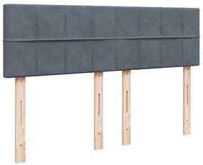 Cama com molas/colchão 160x200 cm veludo cinzento-escuro