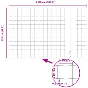 Cerca Euro com 22 Postes U Cinza 1,2x25 m Aço