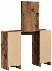 Mesa de Maquilhagem com Luzes LED Madeira Velha 102x33x135 cm