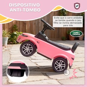 Carro Andador para Crianças  com Licença de Land Rover com Armazenamento Buzina Sons de Motor 65,5x28x42 cm Rosa