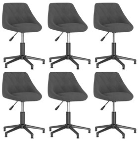 vidaXL Cadeiras de jantar giratórias 6 pcs veludo cinzento-escuro