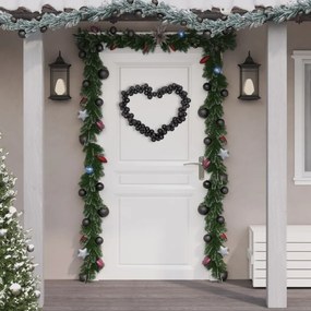 vidaXL Grinalda de Natal com bolas 175 cm poliestireno preto