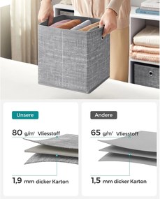 Conjunto de 6 Caixa de armazenamento 26 cm, cinza mesclado