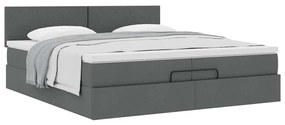 Estrutura de cama otomana com colchão 200x200cm cinzento-escuro