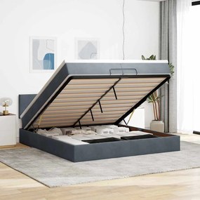 moldura de cama otomana vidaXL com colchão cinza escuro veludo