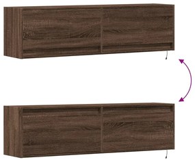 Móvel de parede p/ TV luzes LED 140x31x38 cm carvalho castanho