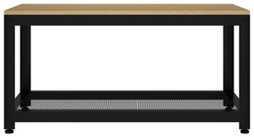 Mesa de centro 90x45x45 cm MDF e ferro castanho-claro e preto