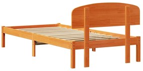 Estrado de Cama com Cabeceira Castanho 80x200 cm Madeira Maciça de Pin