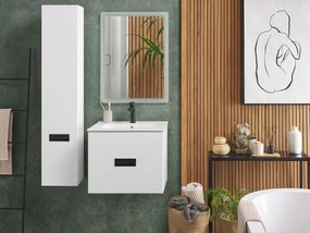 Conjunto de móveis com lavatório e espelho em branco TUDELA Beliani