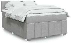 vidaXL Cama com molas/colchão 140x200 cm tecido cinzento-claro