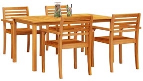 Conjunto de Jantar 5 pcs Marrom Natural 150 x 90 x 74 cm