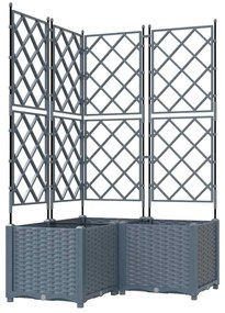 Jardineira de Jardim com Treliça 3 pcs Cinza Claro 80x80x143 cm