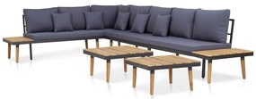 7 lugares conjunto lounge jardim + almofadões acácia castanho