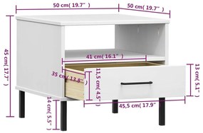 Mesa de cabeceira c/ pernas de metal pinho maciço OSLO branco