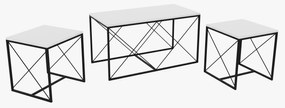 Conjunto de Mesas de Centro Defne – Branco e Preto – Medidas: 100x52x5