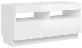 Móvel de TV com luzes LED 80x35x40 cm branco brilhante