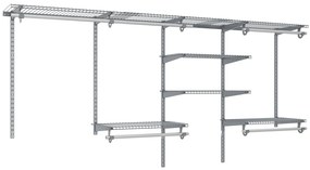 Sistema de armazenamento de armários, prateleiras de parede expansíveis de arame, 122-244 cm, organização de armários ajustável, branco
