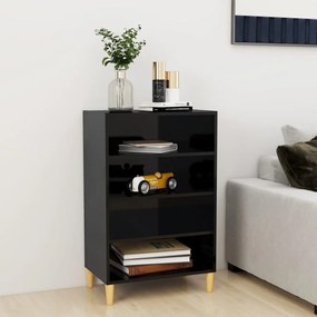 vidaXL Aparador 57x35x90 cm derivados de madeira preto brilhante