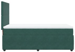 Cama com molas/colchão 90x190 cm veludo verde-escuro